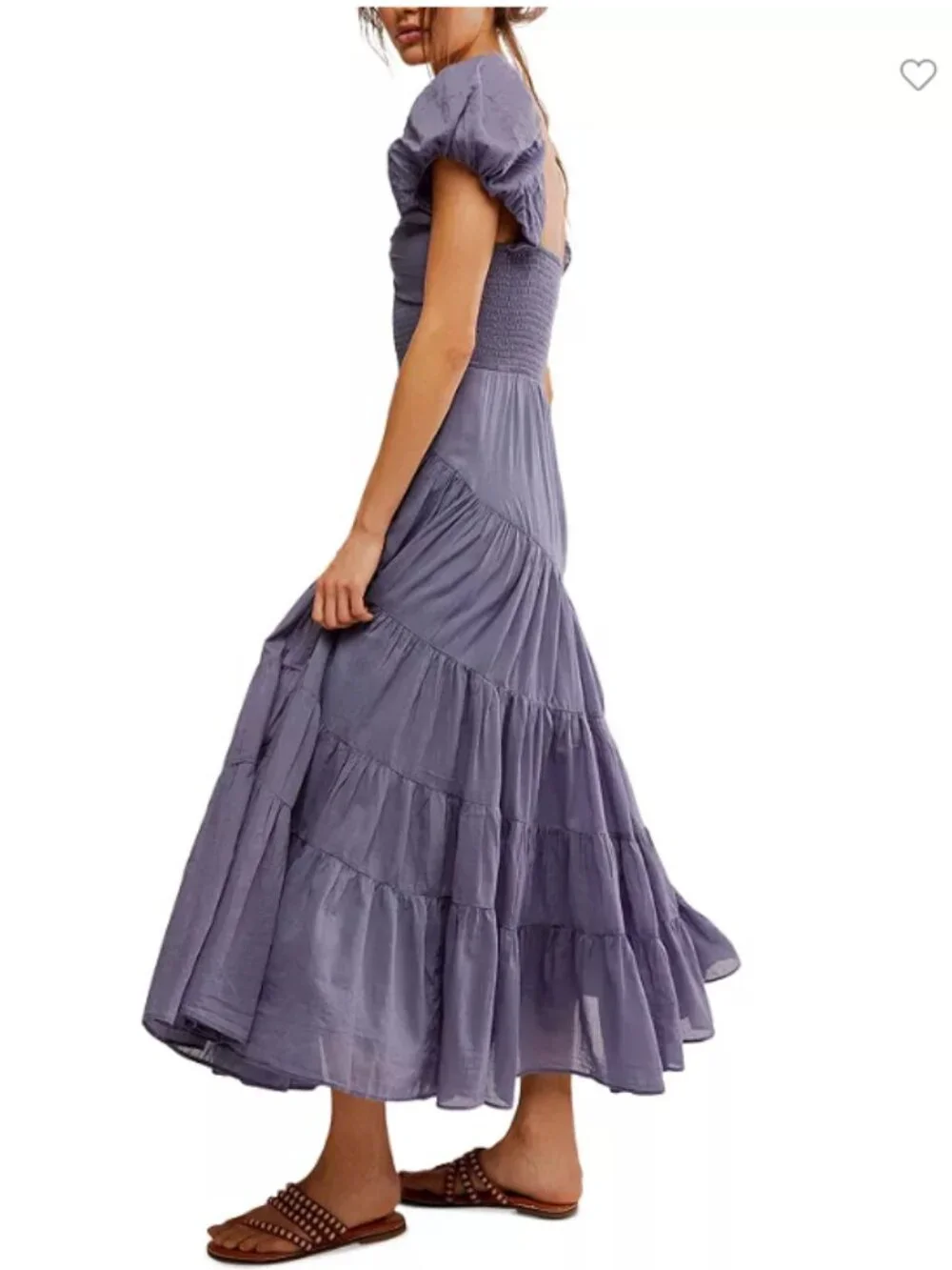 Free People Lavender Puff-Sleeve Tiered Maxi Dress NWOT, S
